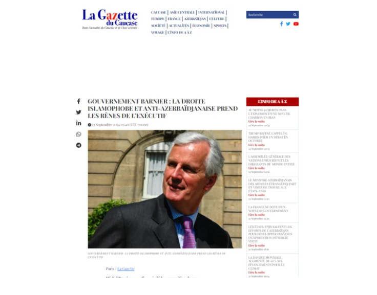 La Gazette du Caucase: Новое правительство Франции -   самое азербайджанофобское за 15 лет