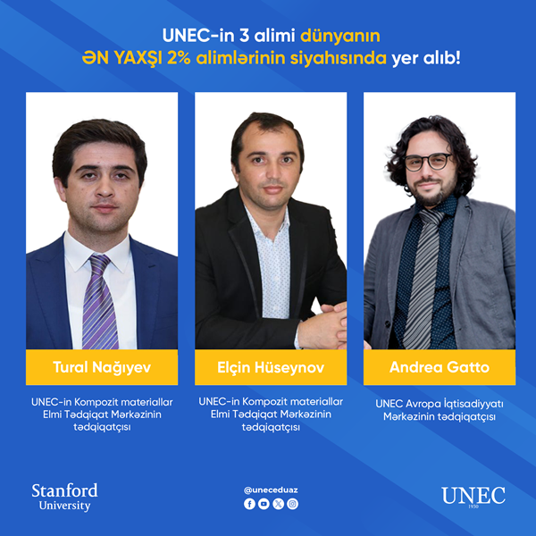 UNEC-in 3 alimi dünyanın ən yaxşı 2 faiz alimləri siyahısında    yer alıb